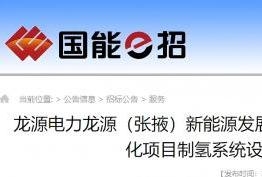 13套碱槽+1套PEM槽！丨龙源张掖绿氢项目招标